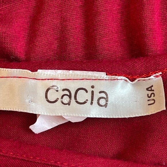 Cacia Red Boxy Crop Top with Scoop Neck Ruffled Bell Sleeve and Peplum Hem  Med - Picture 7 of 8